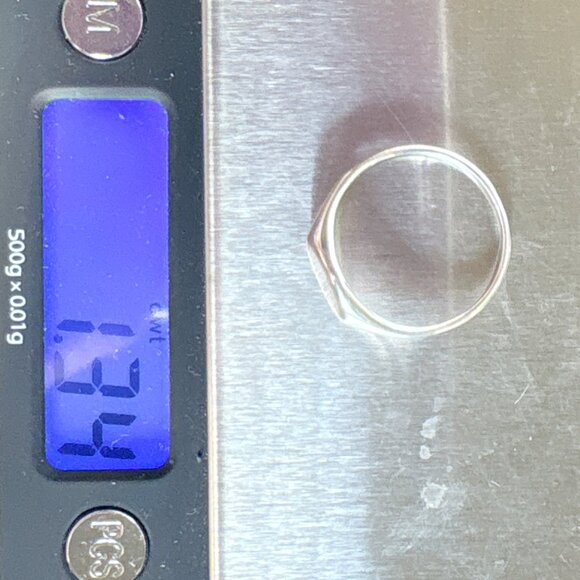 VTG Solid Sterling Silver 925 Oval Signet Style Tapered Band Ring Size 8.25 - Picture 7 of 8